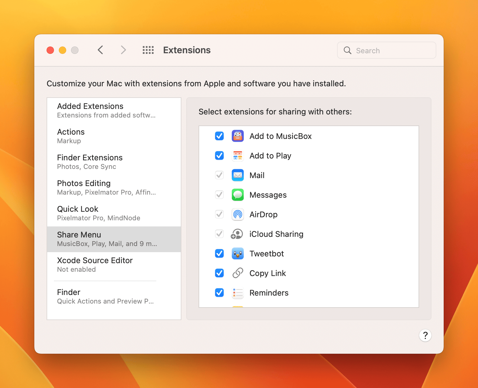 Activating Add to MusicBox in the Extensions settings