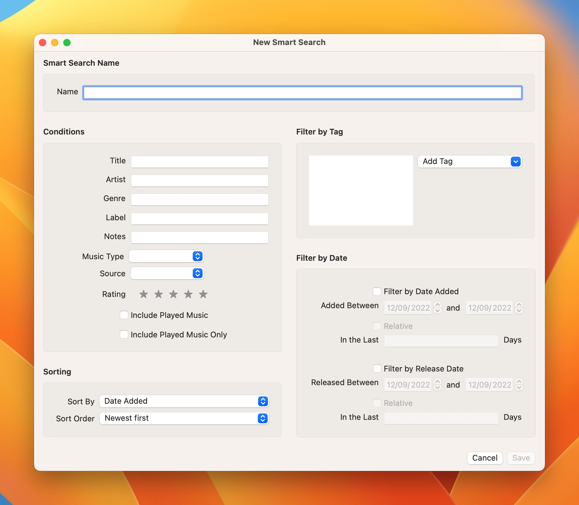New Smart Search window