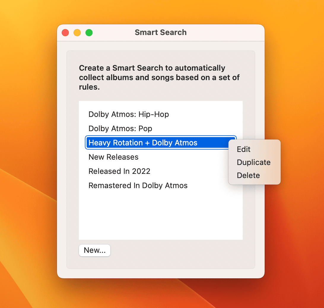 Smart Search management options