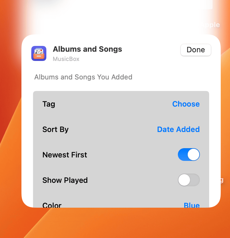 Customizing the widget
